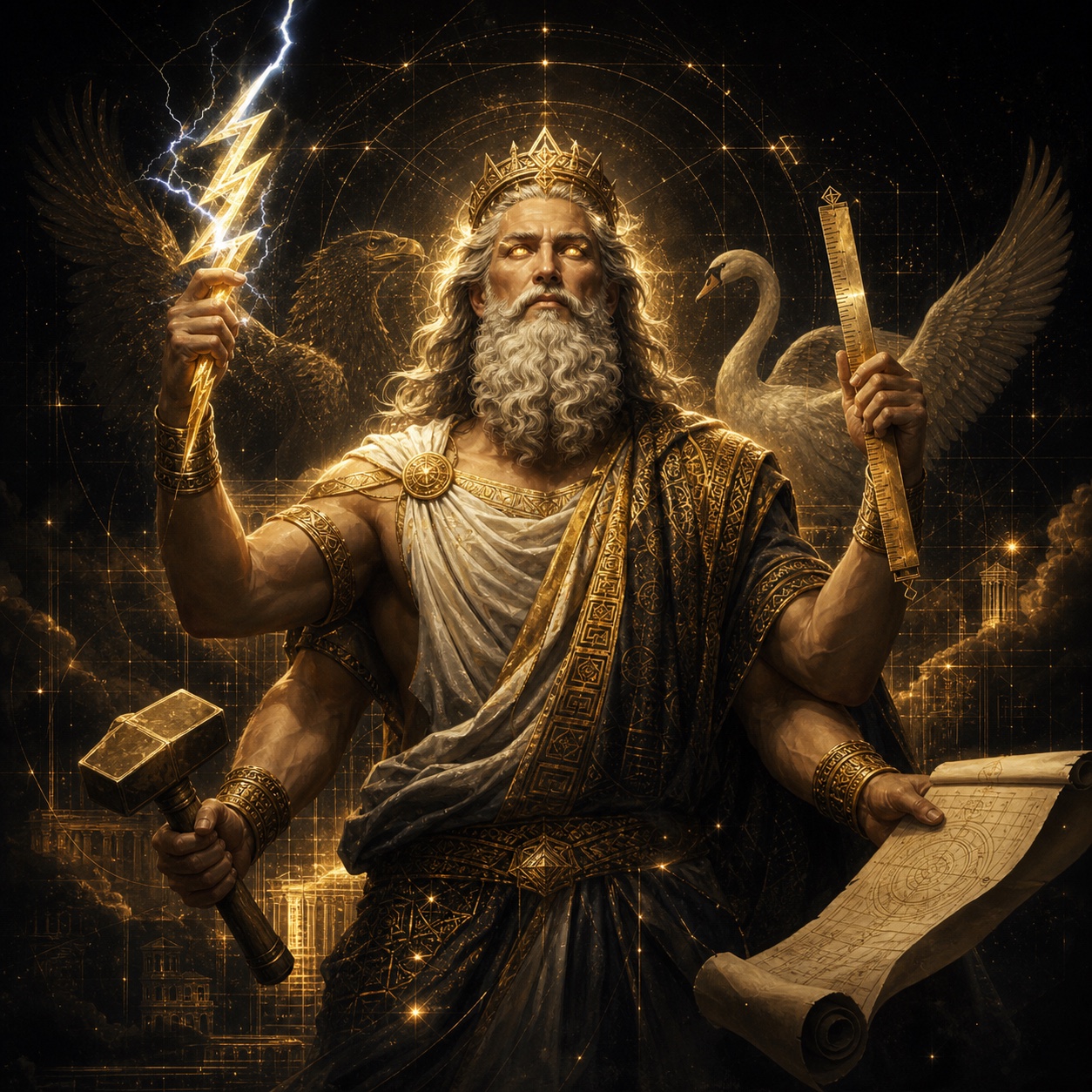ZUES and VISHVAKARMA combined as one mythic individual